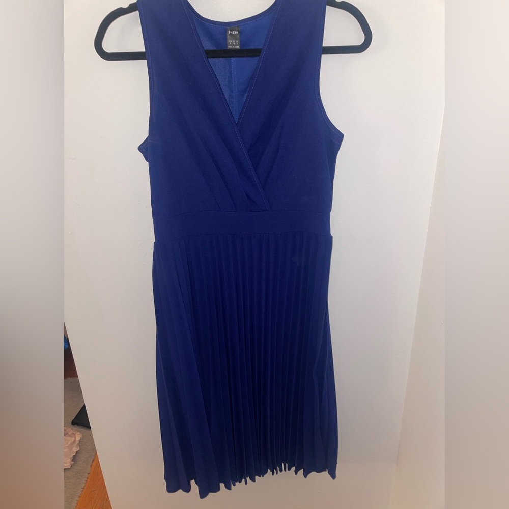 Blue pleated dress